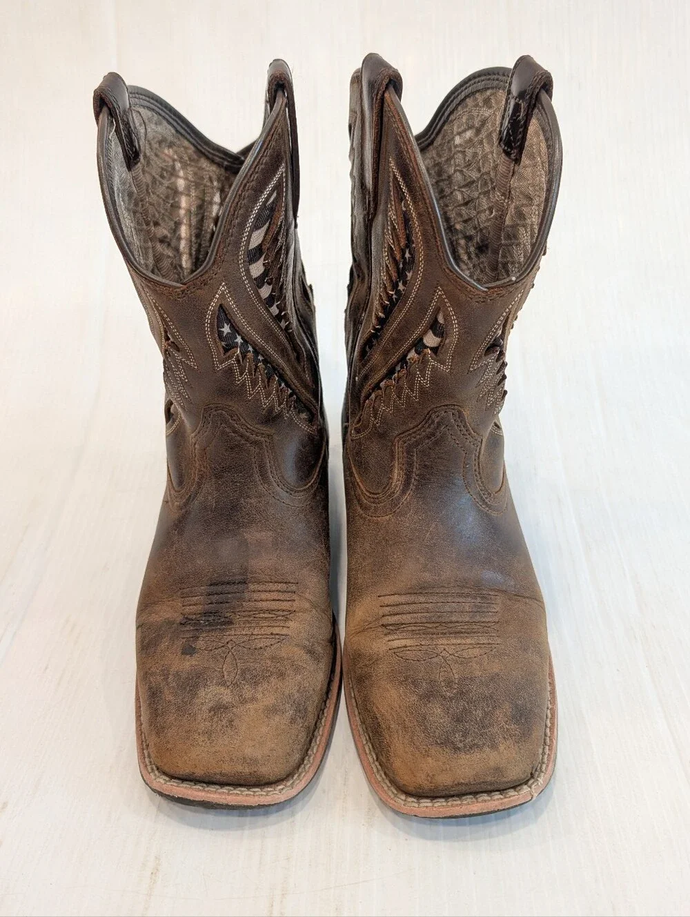 ARIAT Kids Distressed Brown Leather Western Cowboy Boots Size 3